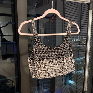 Band of Gypsies Black and White Checkered Crop Top
